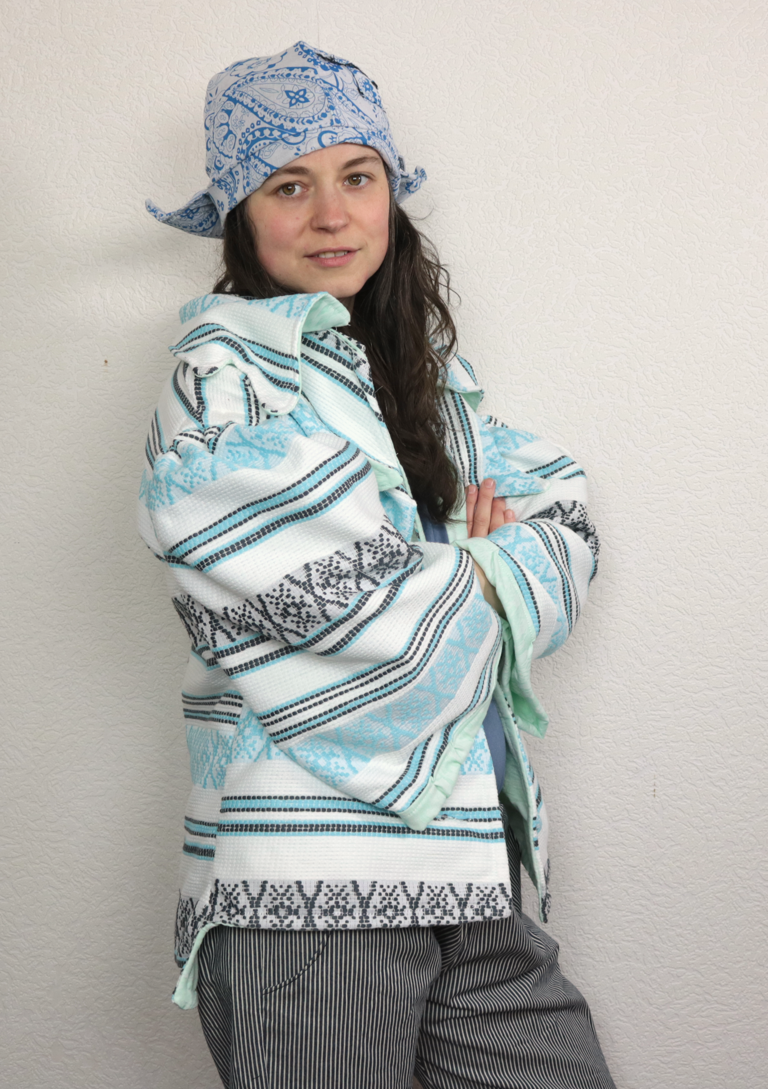 blauw jasje Simetra handgemaakte kleding